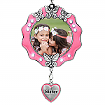 2909S - SISTER PINK ENAMELED PHOTO ORN W/BUTTERFLIES