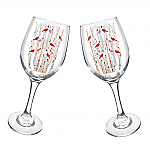 6072 - CARDINALS & BIRCH TREES STEMMED WINE GLASSES - S/2