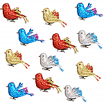 3548 - SET/12 -GLITTERED FOAM BIRD ORNS w/CLIP