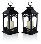 9605-2 - BLACK PLASTIC LATICE LANTERNS 