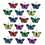 3639 - SET/18 -BUTTERFLY CLIP-ONS -3 EA-6 COLORS -2" WIDE