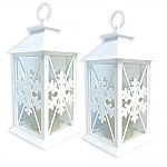 9602-2W - WHITE PLASTIC SNOWFLAKE LANTERNS