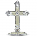 2878 - JEWELLED & ENAMELED CROSS ON BASE