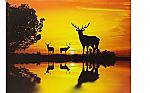 2674 - CANVAS PRINT- SUNSET DEER SILHOUETTE