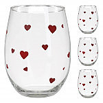 6079 - HEARTS STEMLESS WINE GLASSES - S/4