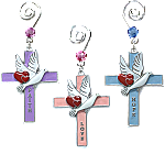 2979-1 - FAITH, HOPE, LOVE PASTEL ENAMELED CROSSES