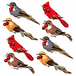 3637 - SET/8 -SONGBIRD CLIPS w/BERRIES -2 EA-4 STYLES -4" LONG