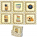 4705 - SUNFLOWER SQUARE COASTERS Each is 4"x4" SET/6 w?Holder