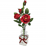 9403 - SILK RED ROSES IN SQUARE VASE