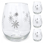 6064 - SNOWFLAKE STEMLESS WINE GLASSES - S/4