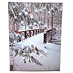 2663 - CANVAS PRINT- CARDINALS ON SNOWY BRIDGE