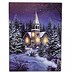 2630 - LED CANVAS PRINT-CHURCH IN THE SNOW