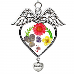 2183 -  Grandma Angel Heart Pressed Flower Suncatcher