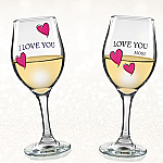 6052 - LOVE YOU/LOVE YOU MORE WINE GLASS - SET/2 