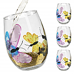 6082 - BUTTERFLY STEMLESS WINE GLASSES - S/4