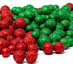 3581-4 - GRN-RED GLITTERED FILLER BALLS-ASSTD SIZES-500 PCS