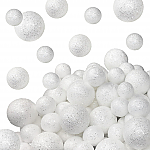 3581-2 - WHITE GLITTERED FILLER BALLS-ASSTD SIZES-500 PCS