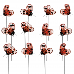 3619 - SET/12 -LADYBUGS ON 8" METAL PICKS - 1.5" H