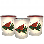 9791 - CARDINAL-PINE-BERRIES VOTIVE HOLDERS