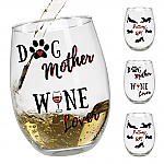 6080 - DOG MOM STEMLESS WINE GLASSES - S/4