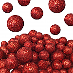 3581R - RED GLITTERED FILLER BALLS-ASSTD SIZES-500 PCS