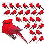3616 - SET/24 -CARDINAL CLIP ON BIRDS -2" LONG