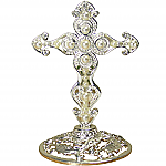 2882 - SILVER JEWELLED FILIGREE CROSS ON BASE